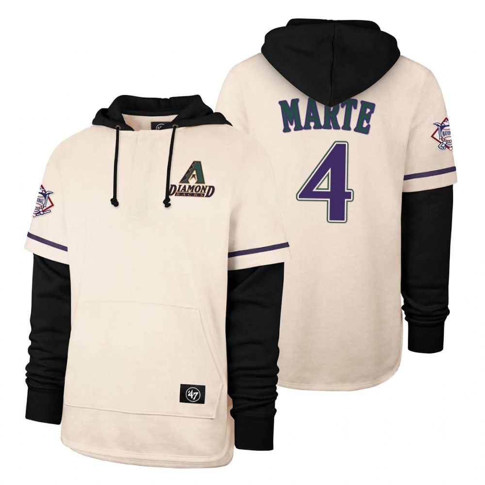 Men Arizona Diamondback #4 Marte Cream 2021 Pullover Hoodie MLB Jersey->arizona diamondback->MLB Jersey